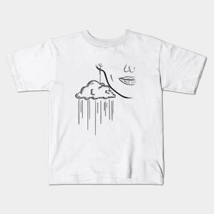 Cloud Earring Jewelry Nature Face Line Art Kids T-Shirt